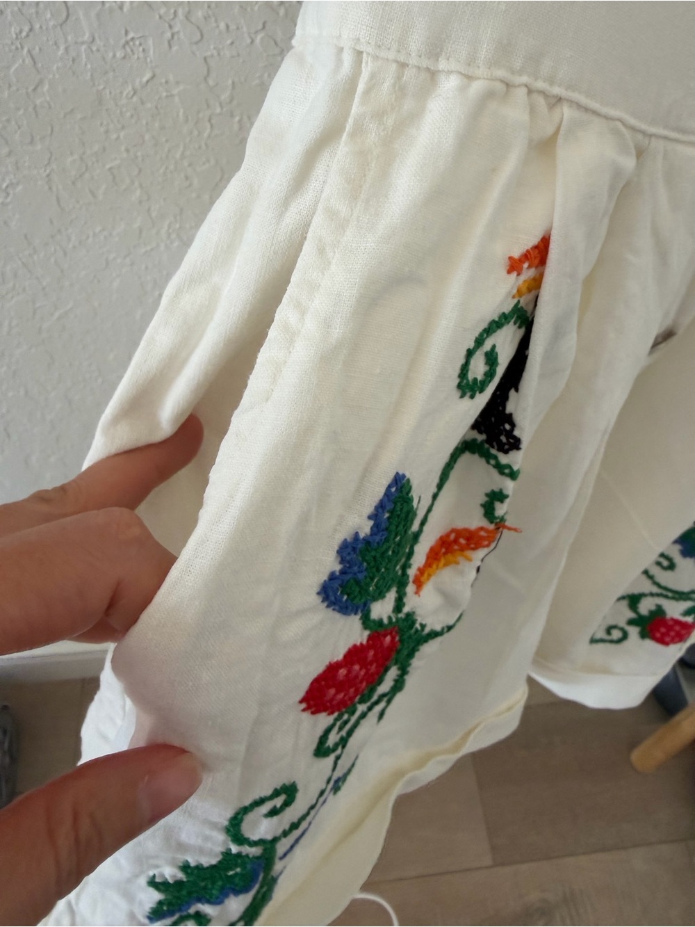 FARM Rio Cream Embroidered Strawberry Romper with Green & Red Accents - Picture 6 of 10